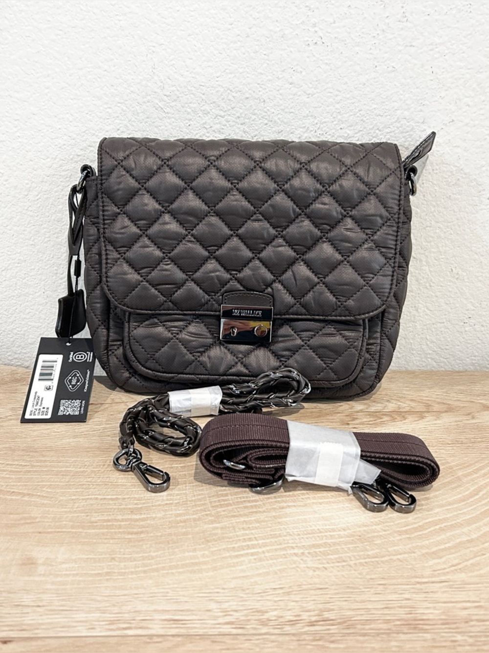 NWT MZ Wallace Medium Crosby Lock Crossbody Bag in Espresso, Retail $325